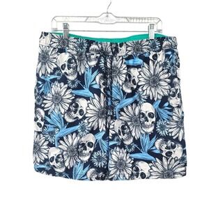 No Boundaries Men's Large Skull and‎ Floral  Print Quick-Dry Swim Trunks
